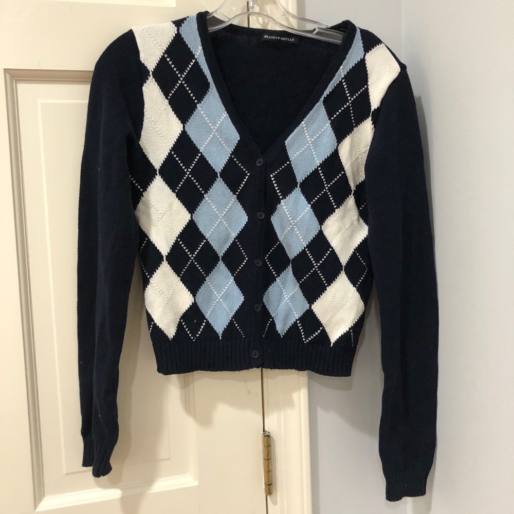 Brandy Melville OS blue button down sweater top